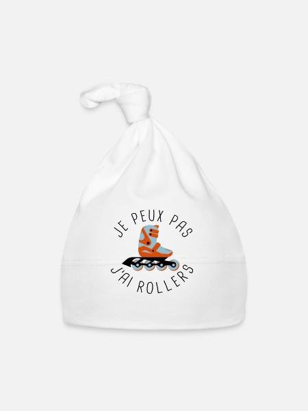 je peux pas j'ai rollers - Bonnet bio Bébé - blanc - Devant