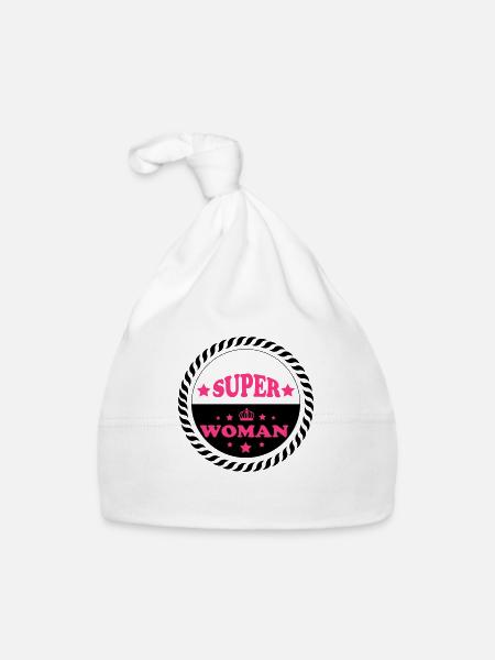 Super woman - Baby Bio-Mütze - Weiß - Vorne