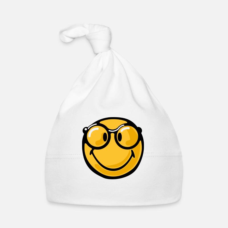 Smiley nerdy - Bonnet bio Bébé - blanc