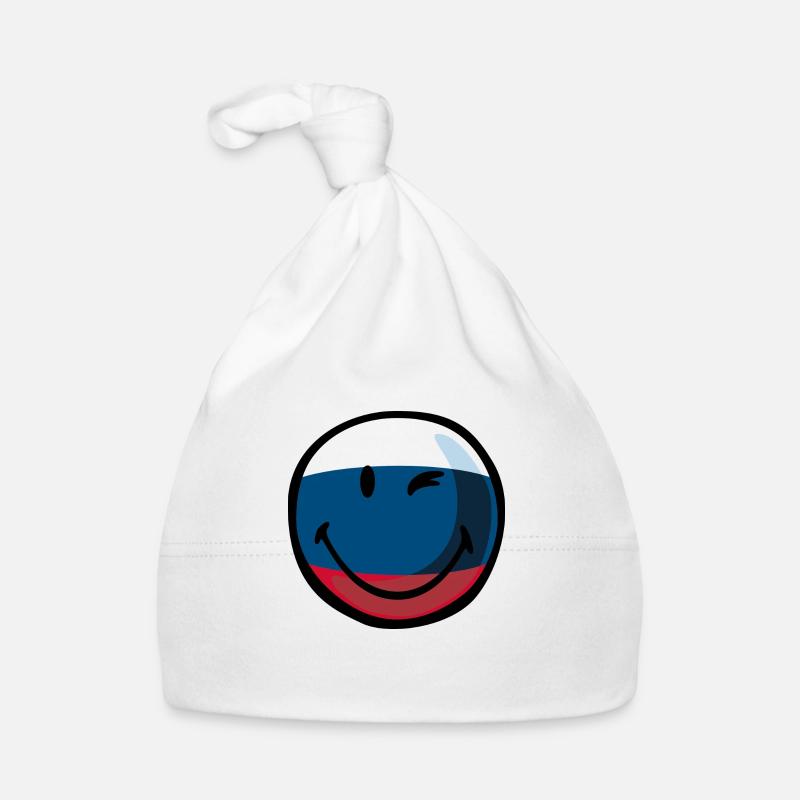 Smiley flag russia - Bonnet bio Bébé - blanc