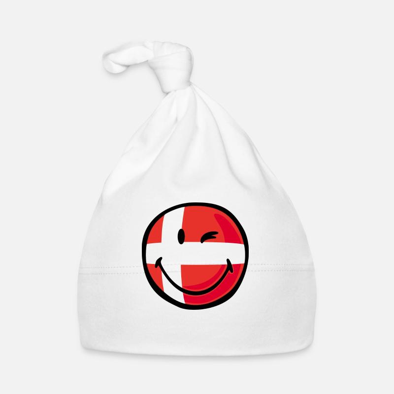 Smiley Flag Denmark - Organic Baby Cap - white