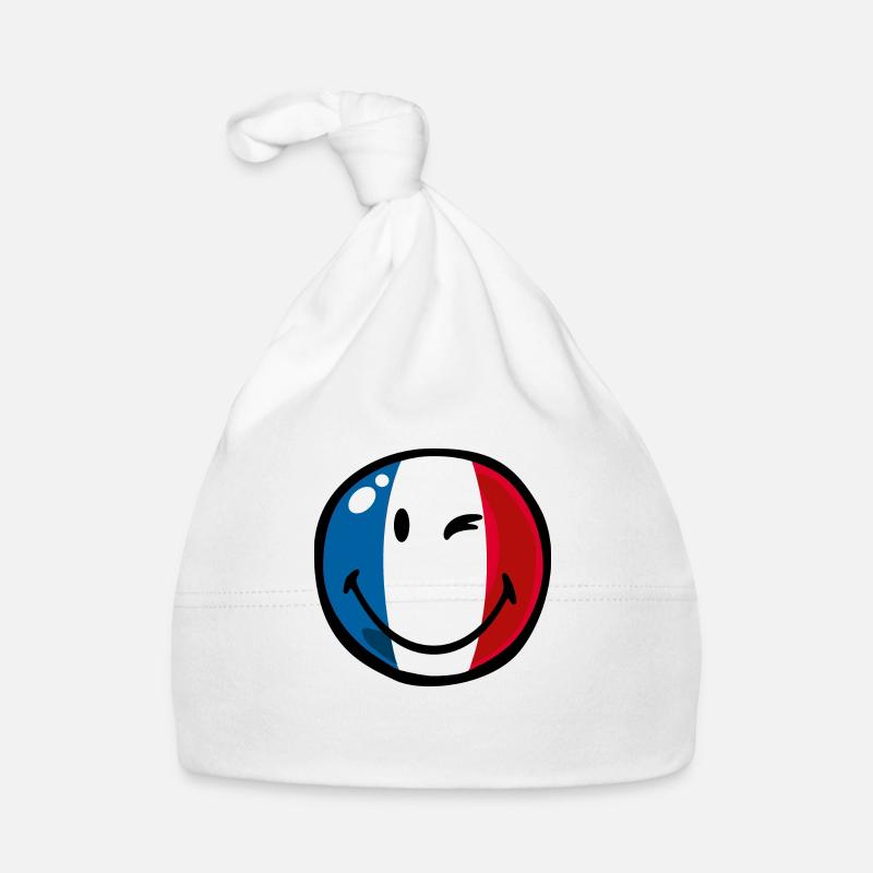 Smiley Flag France - Bonnet bio Bébé - blanc