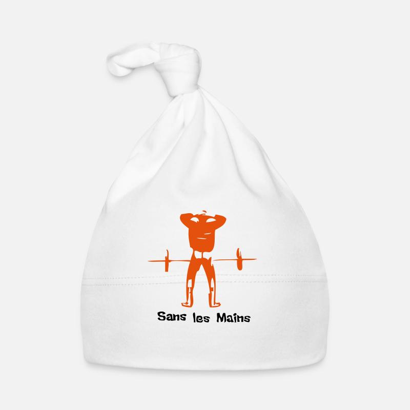 sans les mains musculation barre humour - Bonnet bio Bébé - blanc