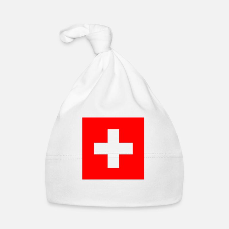 Schweizerkreuz klein - Baby Bio-Mütze - Weiß
