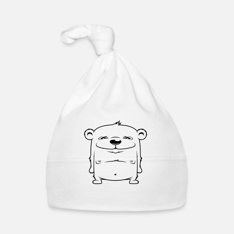 Bear - Organic Baby Cap - white