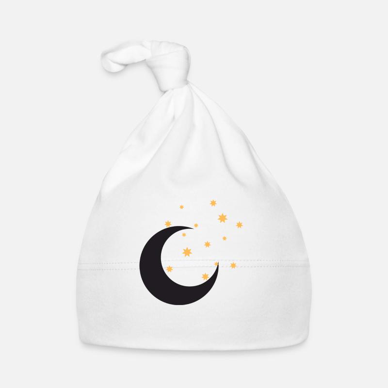 lune et Etoiles pour dormir - Bonnet bio Bébé - blanc