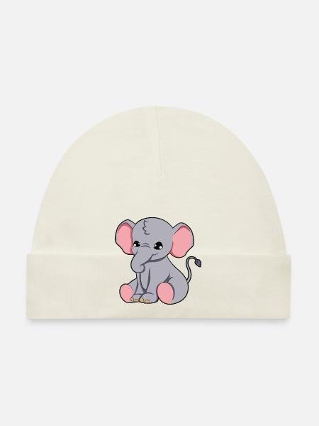 elephant - Organic Baby Cap - white - Front