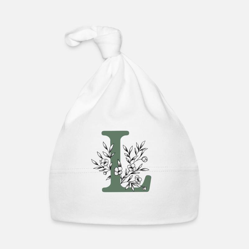 Letter first name "L" khaki Organic Baby Cap