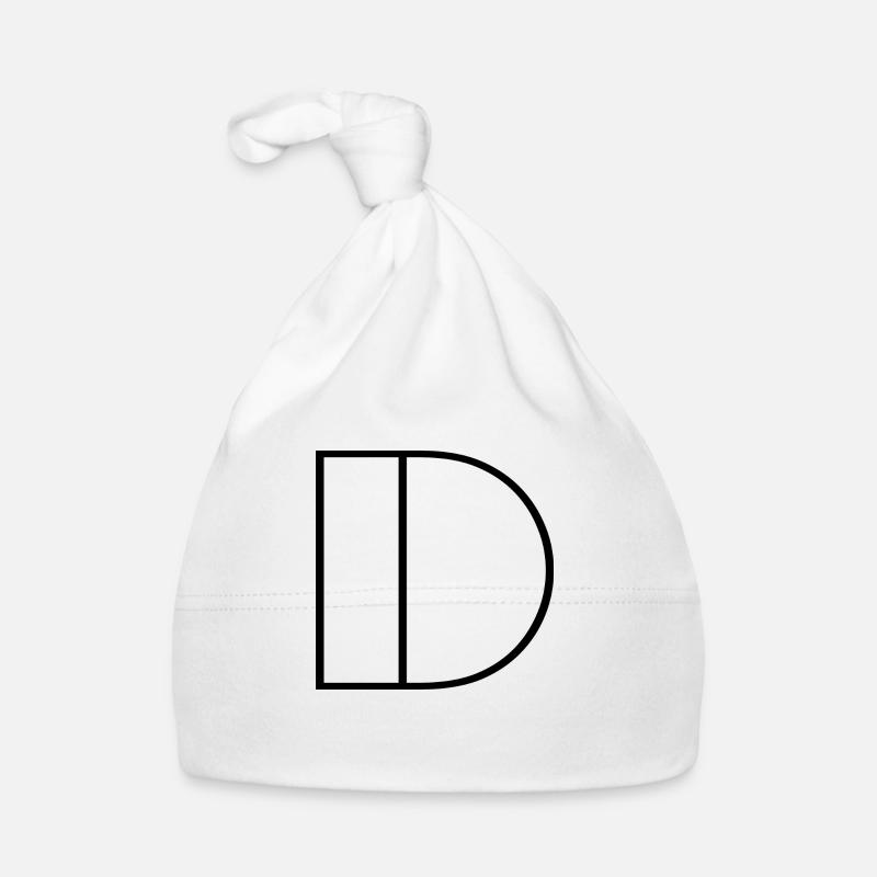 Lettre « D » Noir moderne Bonnet bio Bébé