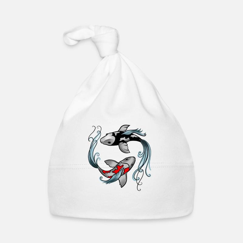 Poisson Koi Yin Yang - Bonnet bio Bébé - blanc