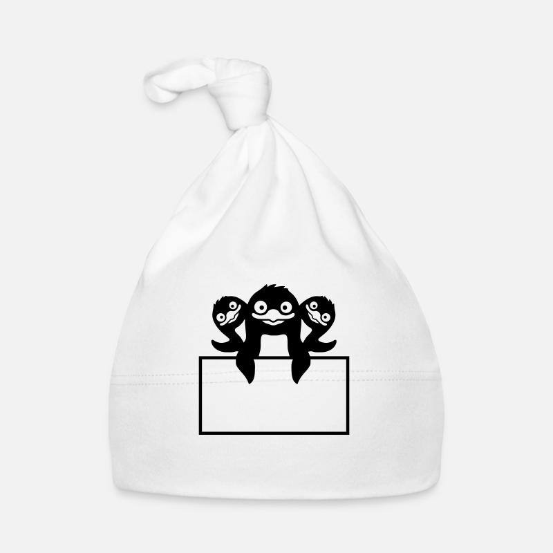 Textfeld 3 Pinguine Schild Baby Bio-Mütze