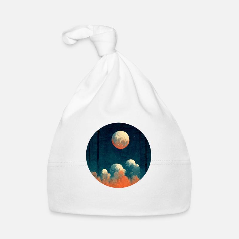 Moon in the evening - Organic Baby Cap - white