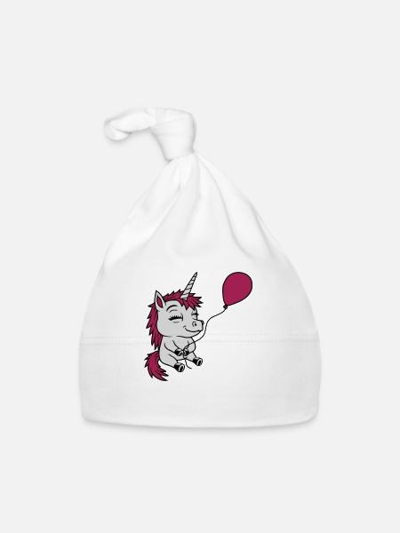 Happy Balloon Unicorn Comic - Organic Baby Cap - white - Front