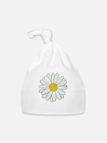 Gänseblümchen - Baby Bio-Mütze - Weiß - Vorne