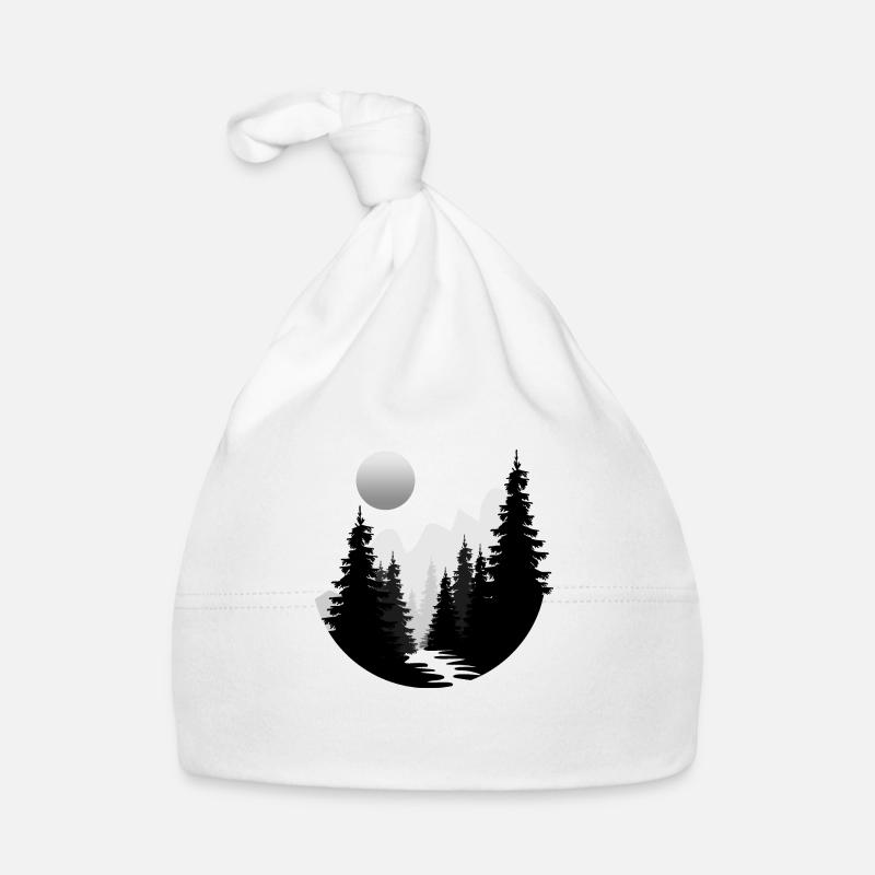 Paysage Rond Forme géométrique - Bonnet bio Bébé - blanc