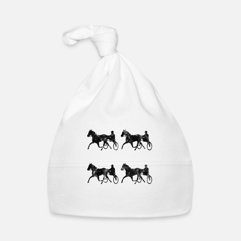 Chevaux de trot Trabrennsport Courses de chevaux - Bonnet bio Bébé - blanc