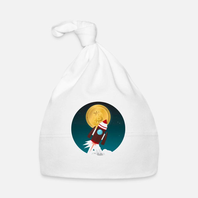 Rocket Bitcoin Money Money à la lune - Bonnet bio Bébé - blanc