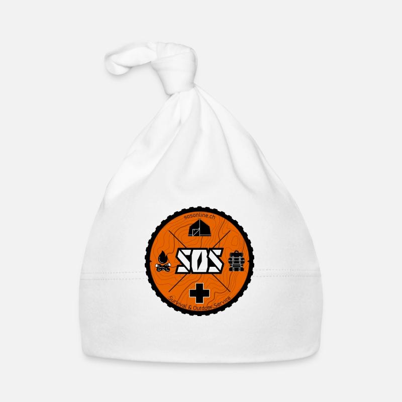 Logo SOS orange - Bonnet bio Bébé - blanc