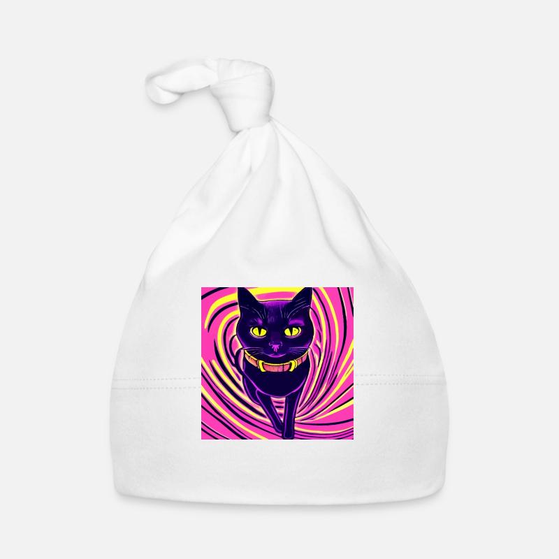 Illustration d’un portrait de chat psychédélique Bonnet bio Bébé