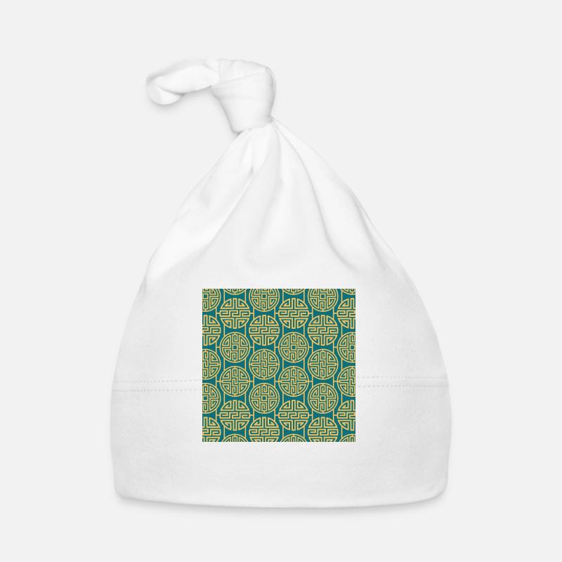 Chinese pattern - Organic Baby Cap - white