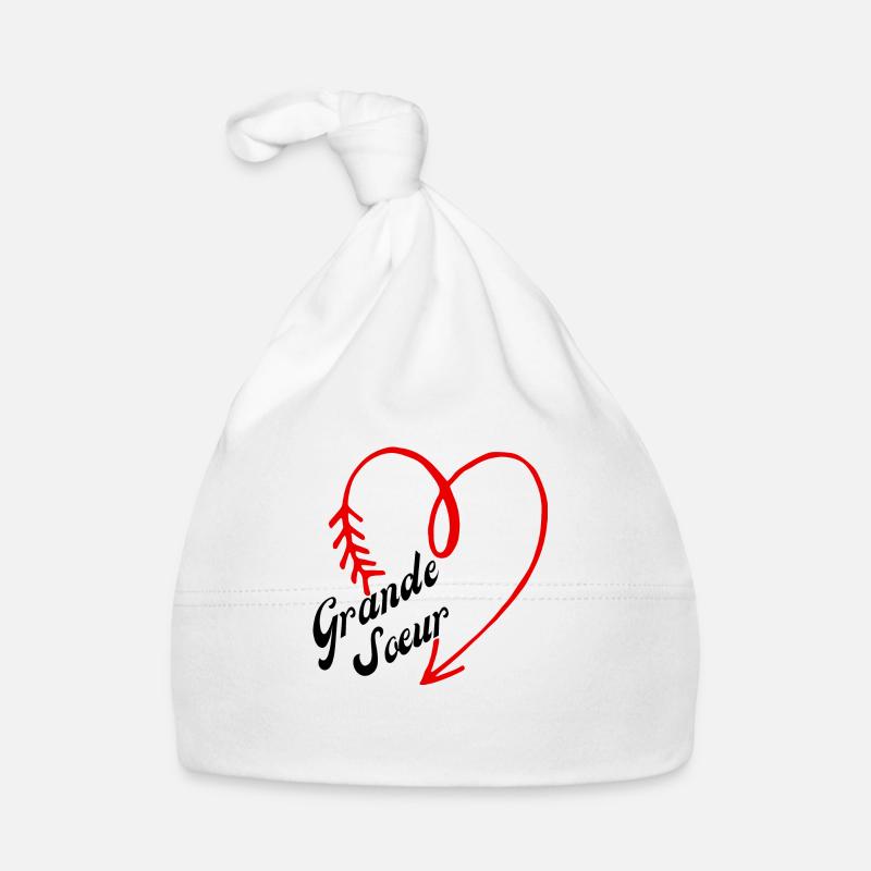grande sœur cœur - Bonnet bio Bébé - blanc