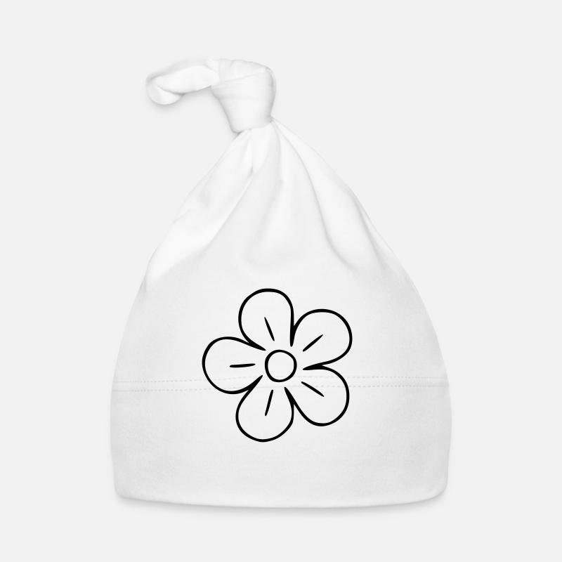 Flower drawing nature sketch black Organic Baby Cap