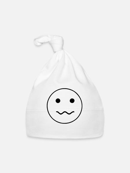 Emoji sketch nerveux noir - Bonnet bio Bébé - blanc - Devant