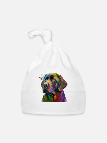 Bunter Hund im Splash Art Design - für alle - Baby Bio-Mütze - Weiß - Vorne
