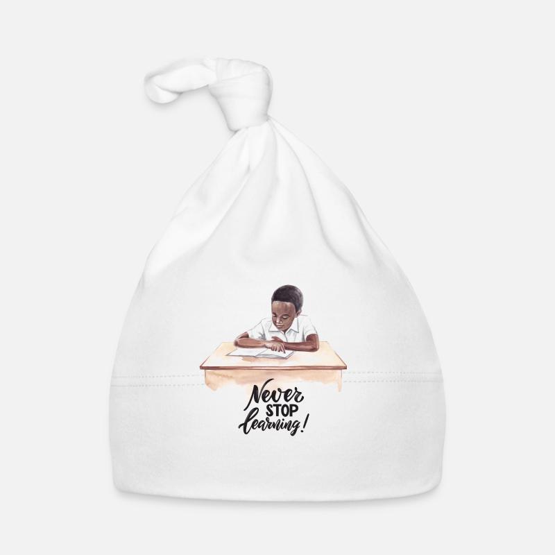 ‘Never Stop Learning’ Inspiring ‘Never Stop’ Quote Organic Baby Cap