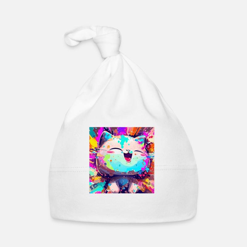 Super glückliche lustige Neko-Katze! Baby Bio-Mütze