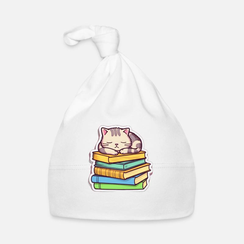 Chat de livre couché Bonnet bio Bébé