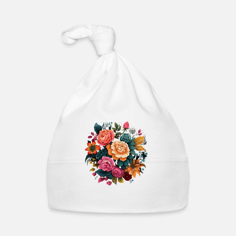 T-Shirts with a psychedelic flower pattern Organic Baby Cap