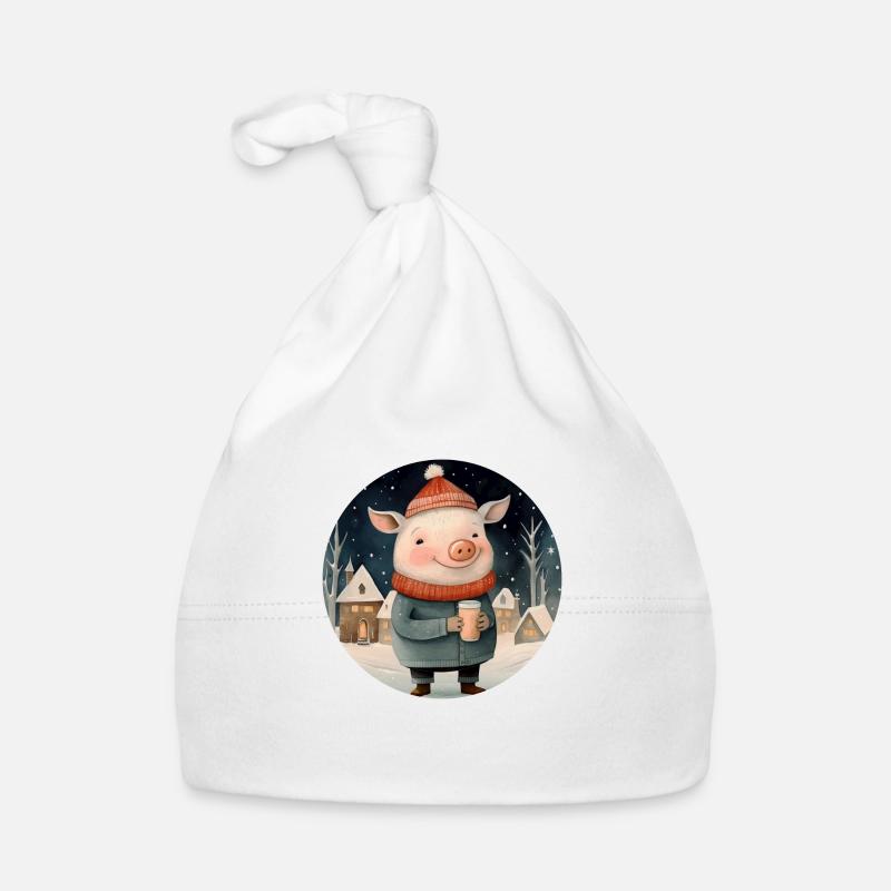 Schweinchen mit Kakao Baby Bio-Mütze
