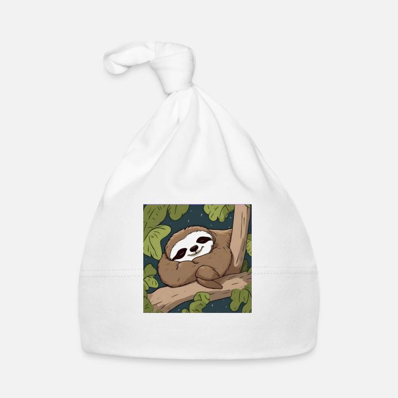 Cute sleeping sloth Organic Baby Cap