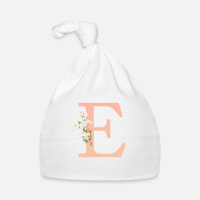 E Monogramme, minimal, pastel, floral Bonnet bio Bébé