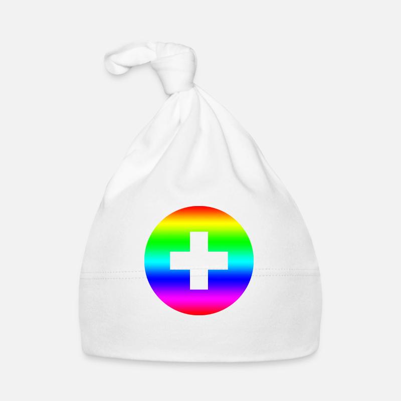 Round rainbow plus cross Organic Baby Cap