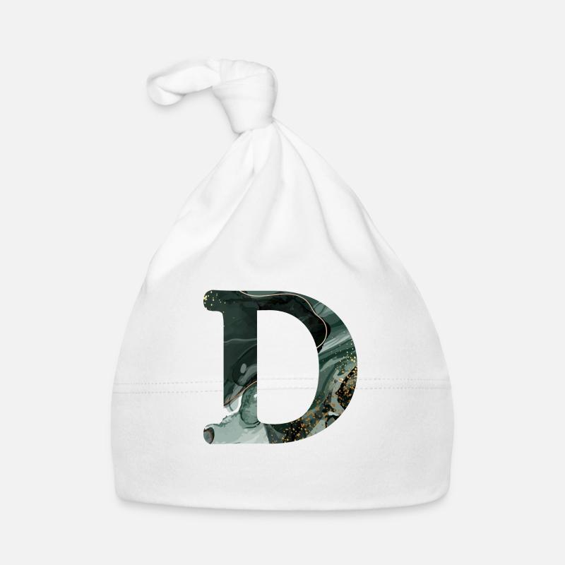 Lettre d marbré vert Bonnet bio Bébé