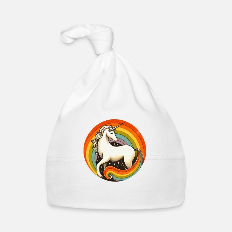 Retro 1980 Regenbogen Einhorn Baby Bio-Mütze