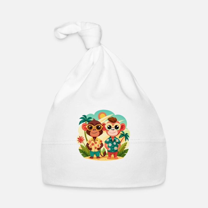 Jungle Junior: Playful Monkey Adventure - Organic Baby Cap - white