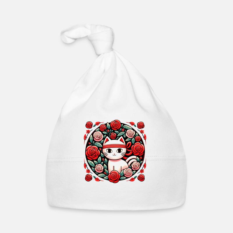 Red Ninja Cat Organic Baby Cap