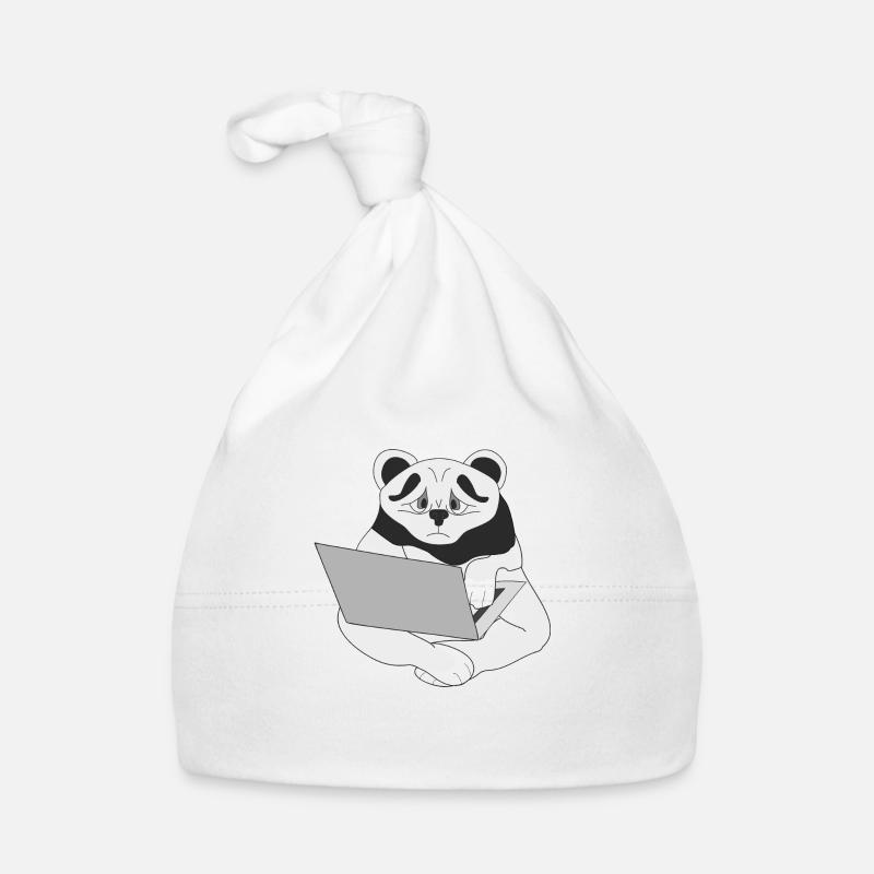 Panda with laptop Organic Baby Cap