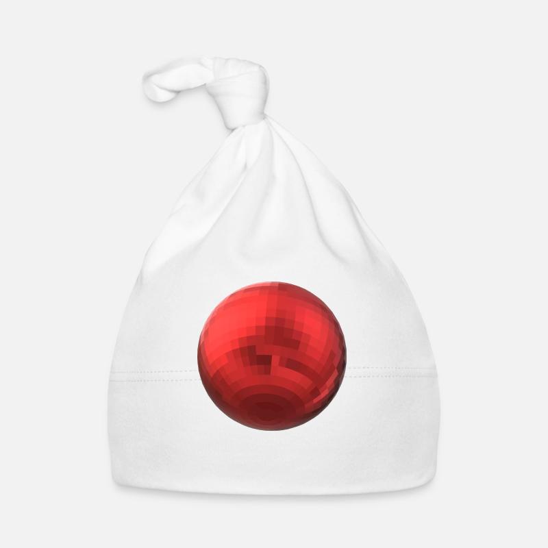 Sphère rouge - Bonnet bio Bébé - blanc