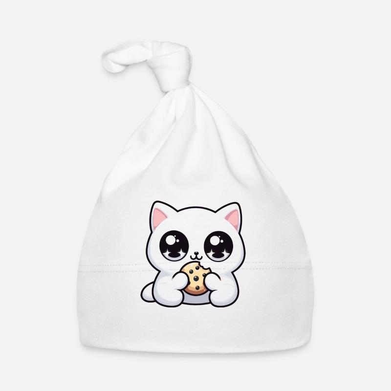 Chat kawaii mignon avec biscuit Cadeaux mignons Bonnet bio Bébé