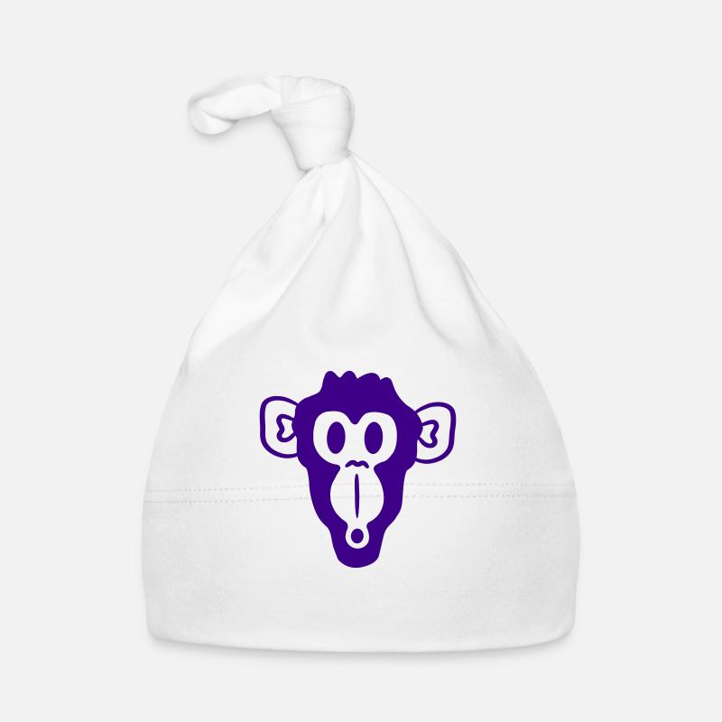 Verwunderter Neugieriger Affe Kopf Schreck Gesicht Baby Bio-Mütze