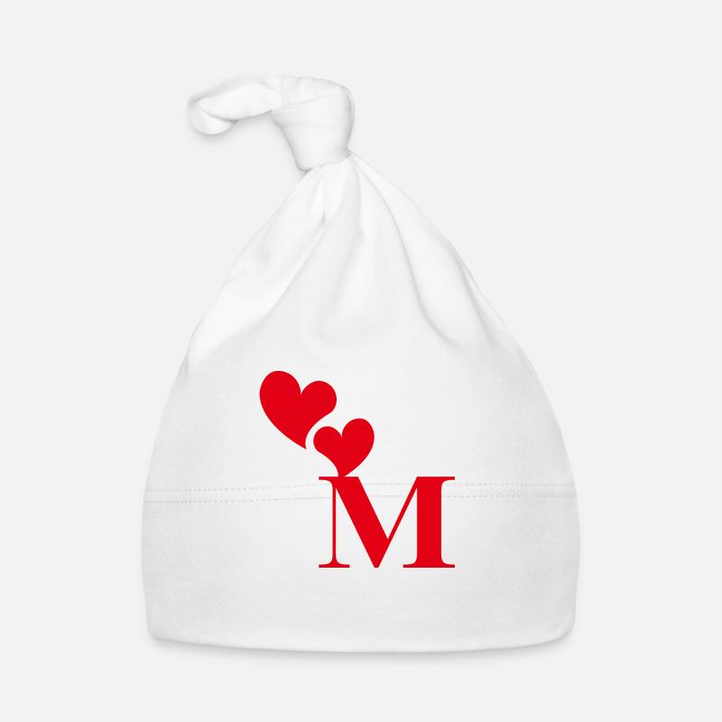 Buchstabe m rotes Herz Baby Bio-Mütze
