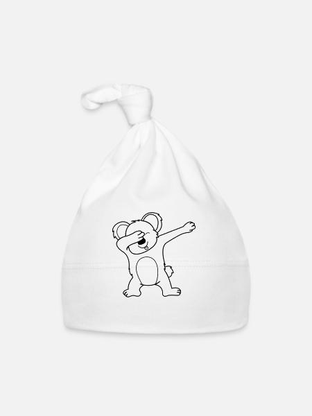Koala Dabbing 01 - Baby Bio-Mütze - Weiß - Vorne