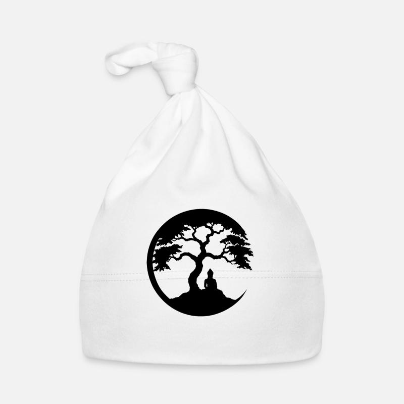 Bouddha, Cercle Zen - Bonnet bio Bébé - blanc