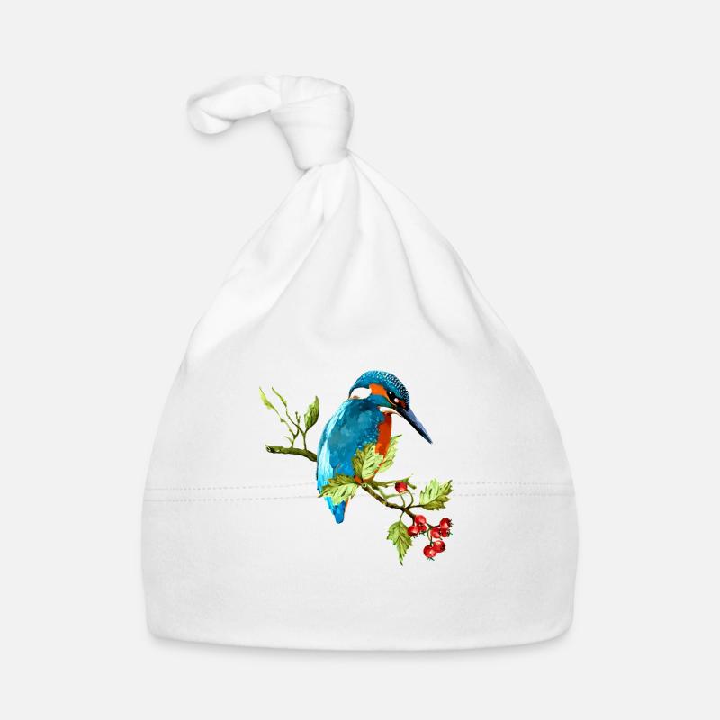 Bunter Vogel - Baby Bio-Mütze - Weiß