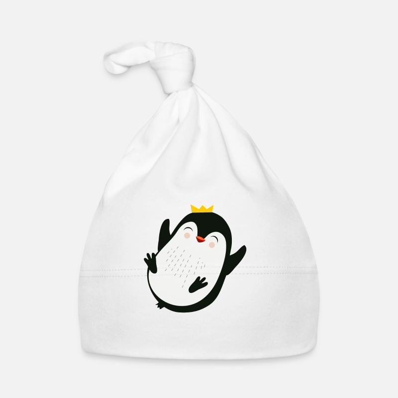 pingouin joyeux avec une couronne dorée Bonnet bio Bébé