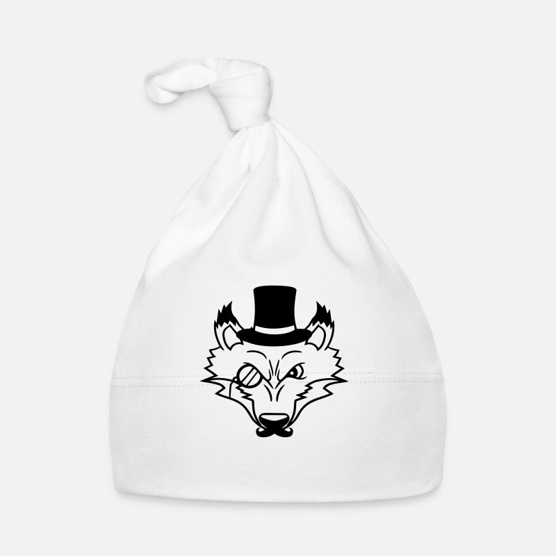 Fuchs Rotfuchs Sir Mr. Zylinder Hut Monokel Brille Baby Bio-Mütze